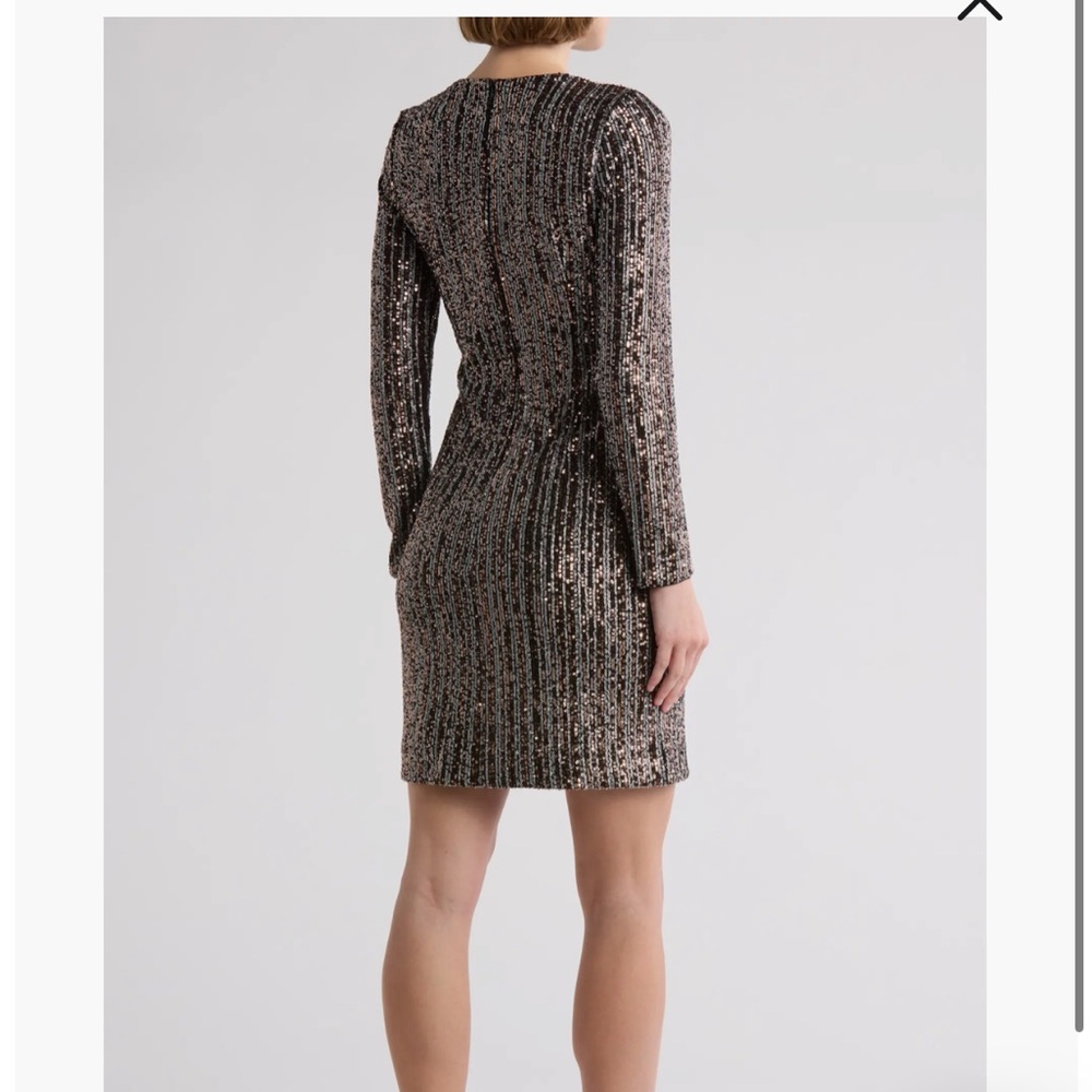 Vince Camuto Gold and Silver Long Sleeve Sequin Mini Dress Size 4 Cocktail Party - Picture 2 of 9